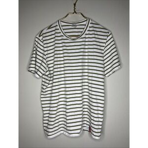 Mens Kule White Green Stripe Crewneck Short Sleeve Cotton T-shirt Small S